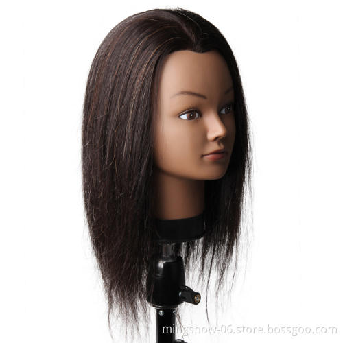 100% Real Human Hair Training Head Hair Practice Manikin Head Hairdressing Dummy Salon Head